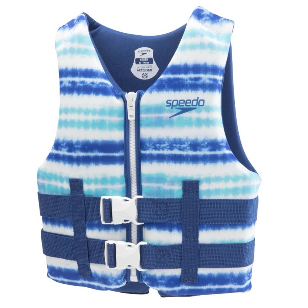 Speedo Youth Life Jacket Vest - Blue Tie-Dye 50-90 lbs NWT